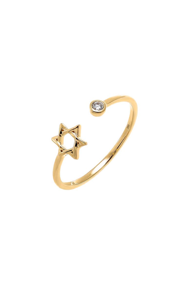 Diamond Bezel X Star Of David Open Ring 14K, Main, color, 14K Gold