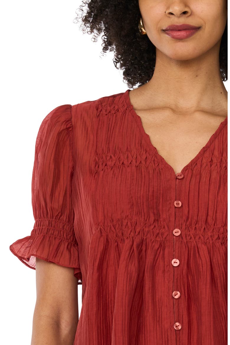 Pintuck Chiffon Top, Alternate, color, RUST 242