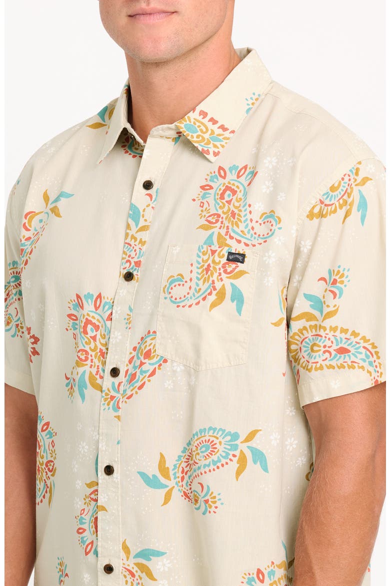 Sundays Short Sleeve Cotton Blend Button-Up Shirt, Alternate, color, OATMEAL