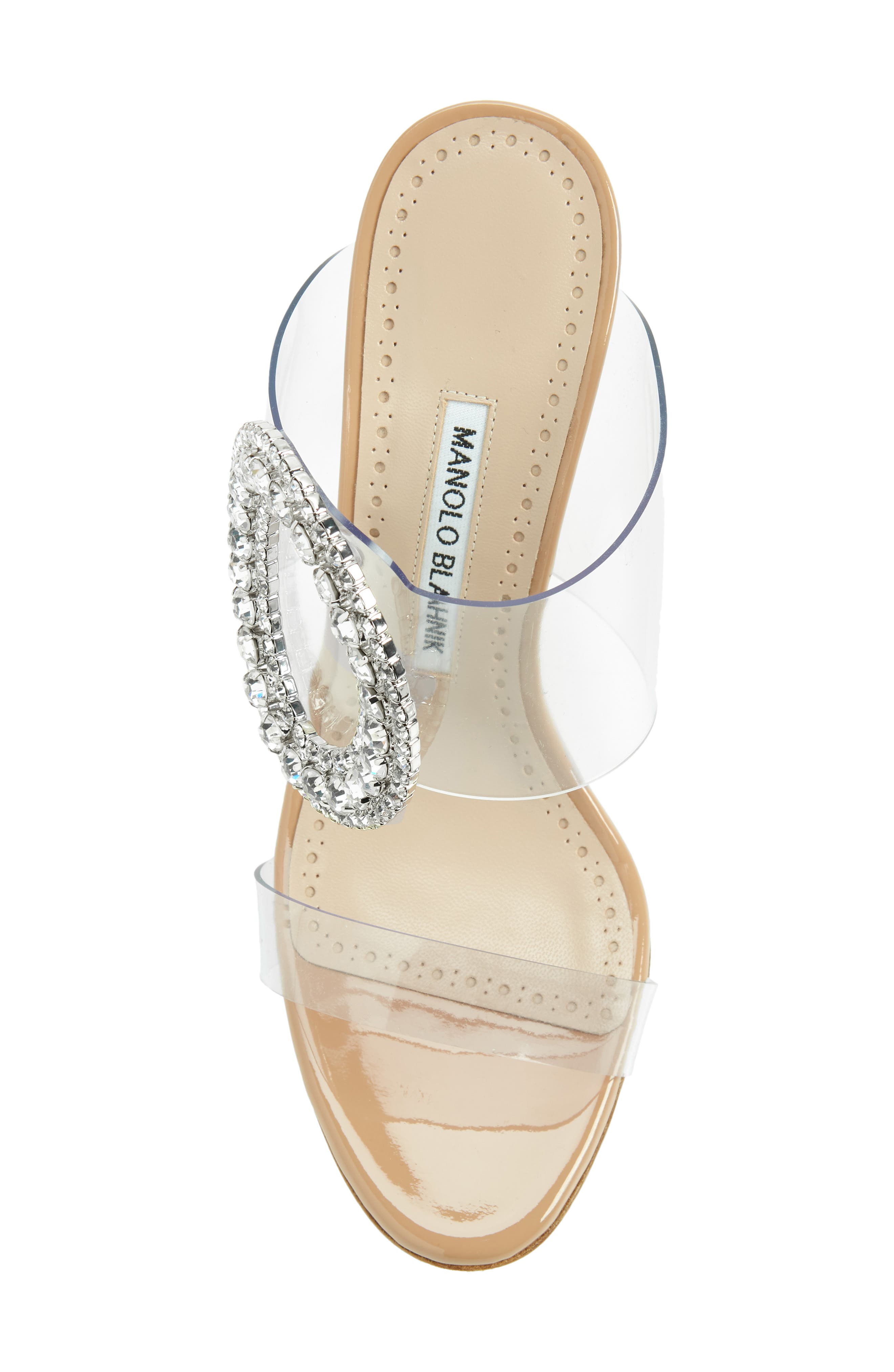 Manolo Blahnik Fibionabi Crystal Buckle Clear Sandal, Alternate, color, 