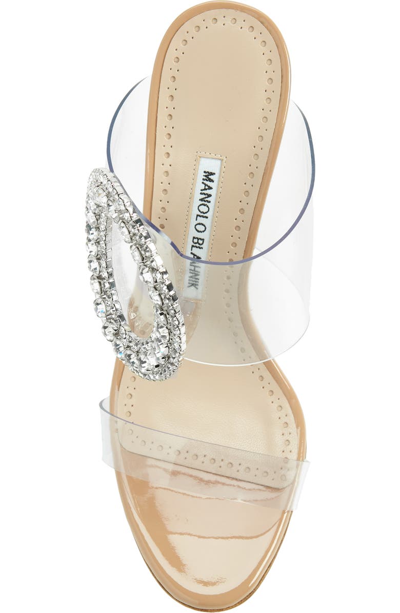 Manolo Blahnik Fibionabi Crystal Buckle Clear Sandal, Alternate, color,