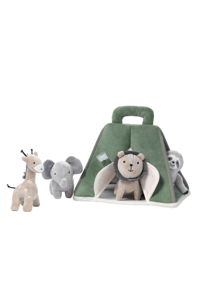 Lambs & Ivy Interactive Plush Safari/Jungle Tent with Stuffed Animal Toys, Alternate, color, Green