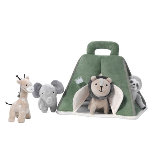 Lambs & Ivy Interactive Plush Safari/jungle Tent With Stuffed Animal Toys In Gray