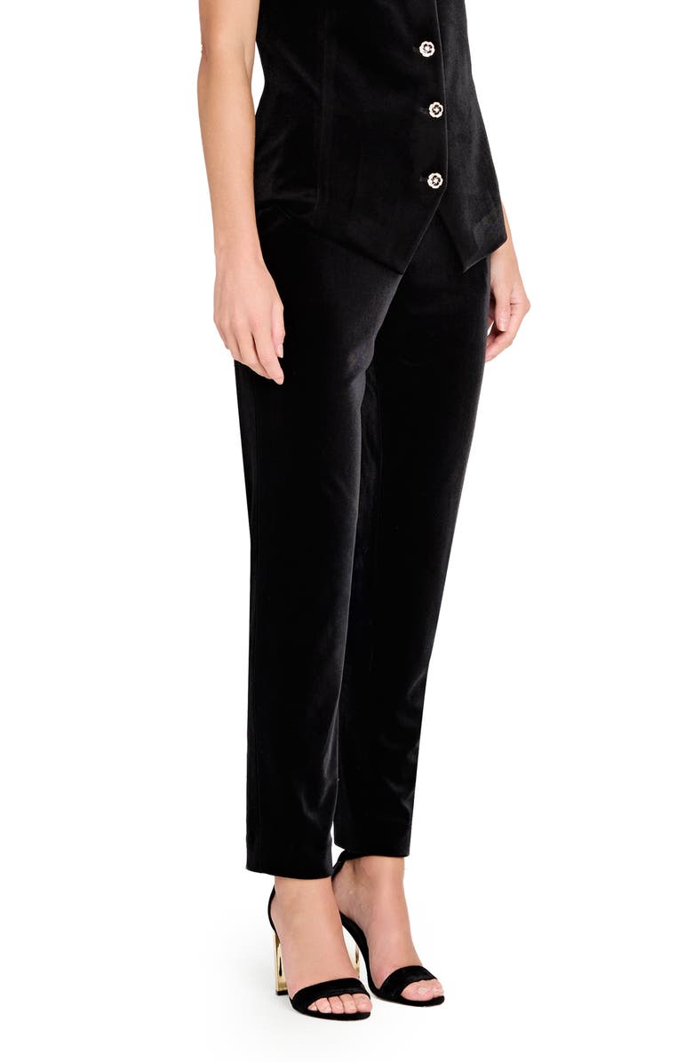 Tahari ASL Velvet Straight Leg Pants, Alternate, color, Black
