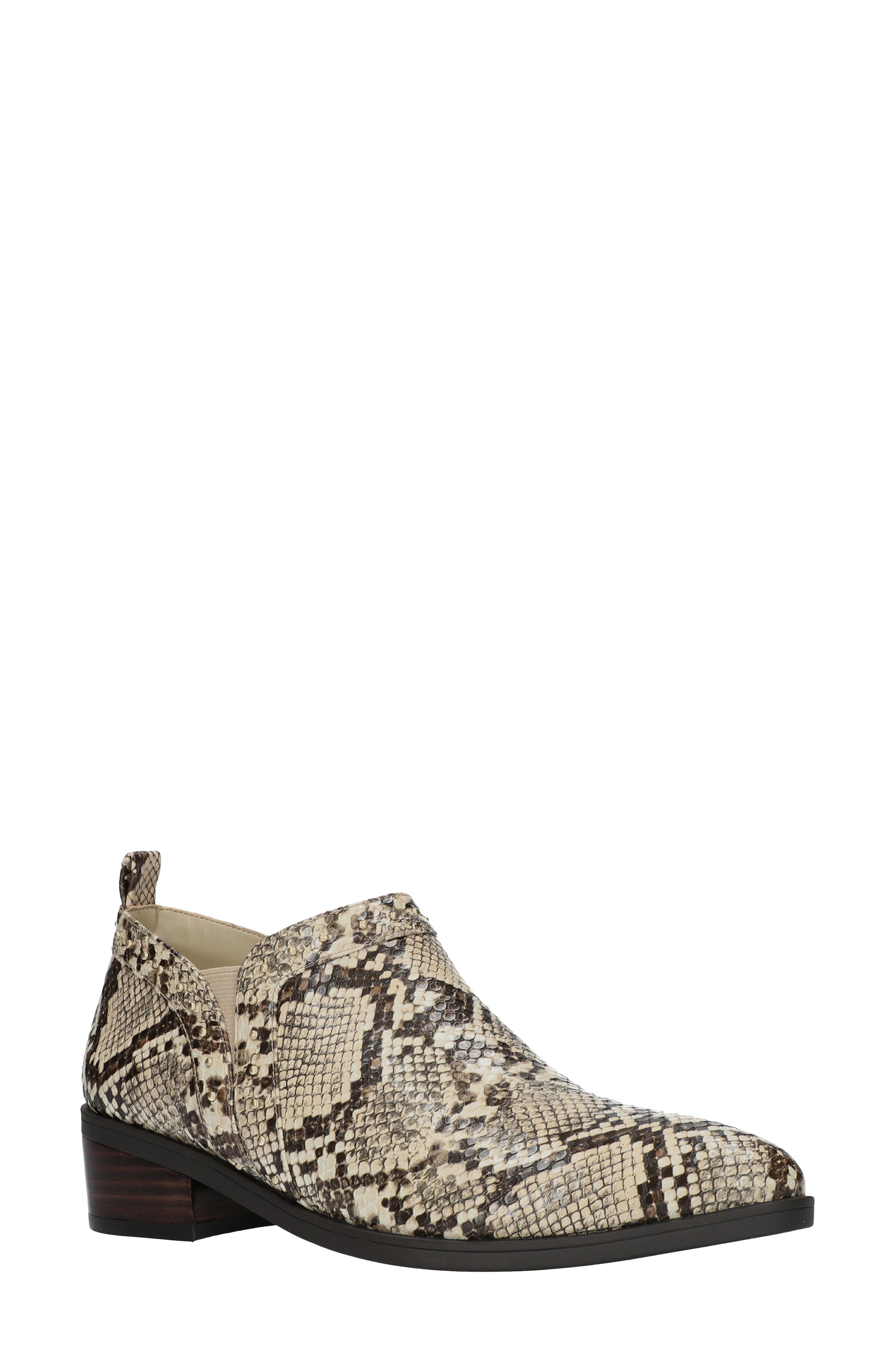 Lorraine Studded Bootie, Main, color, TAUPE SNAKE PRINT FAUX LEATHER