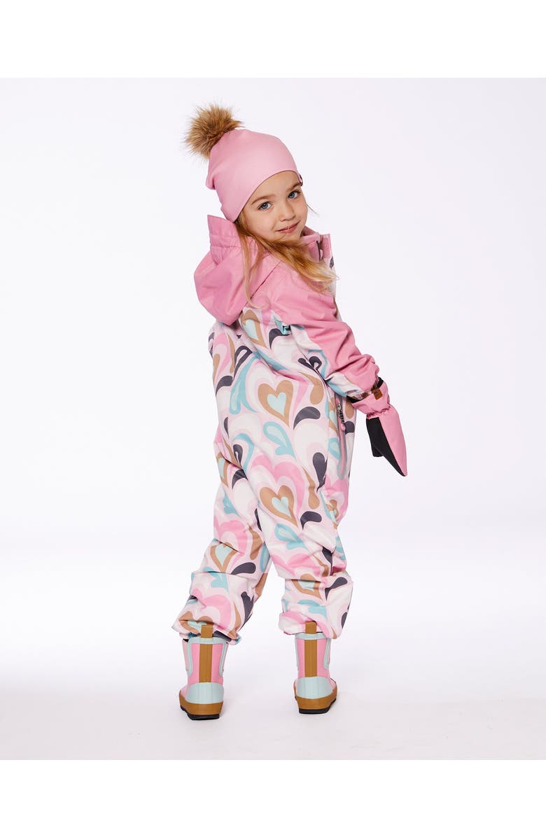 Deux par Deux Kids Unisex Printed Mid-Season One-Piece Outerwear Light Pink With Hearts, Alternate, color,