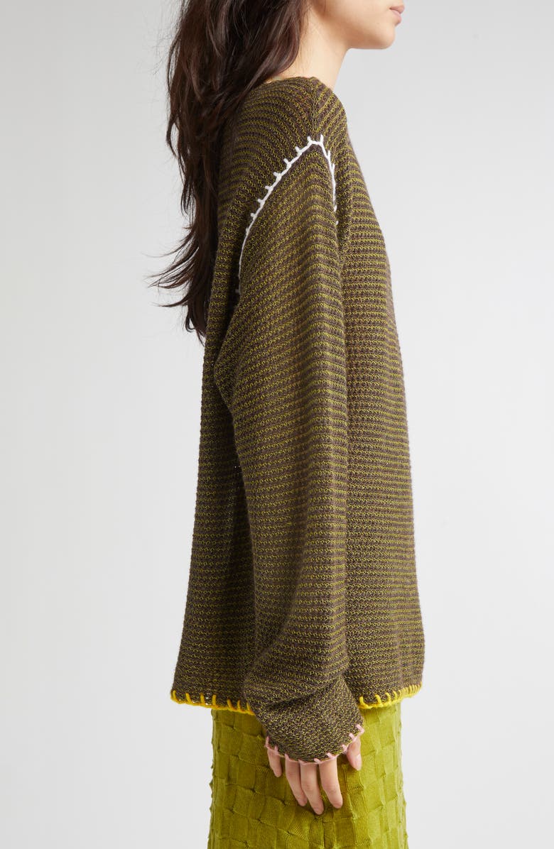 YanYan Netty Gusset Lambswool Blend Sweater, Alternate, color, Olive/ Porcupine