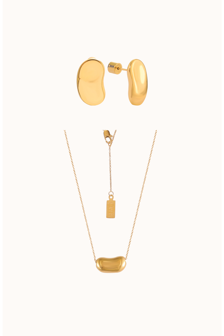 Bean Necklace and Earrings Set, Main, color, Gold