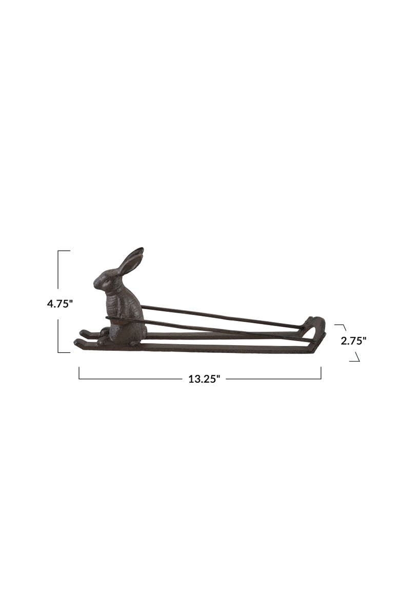 Skiing Rabbit Cast Iron Bottle Holder, Alternate, color, Black