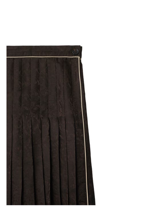 Burberry Sunflower Seiden-midirock Mit Falten In Black