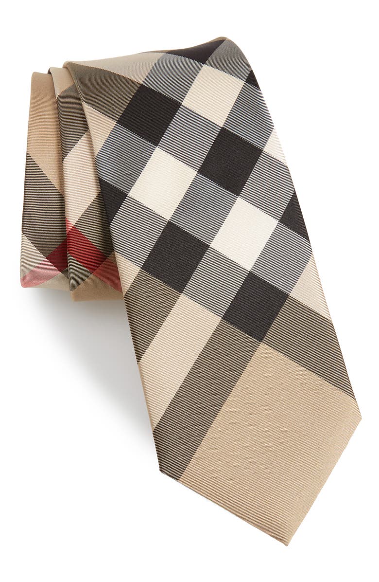 Burberry Manston Exploded Check Silk Tie, Main, color, Beige