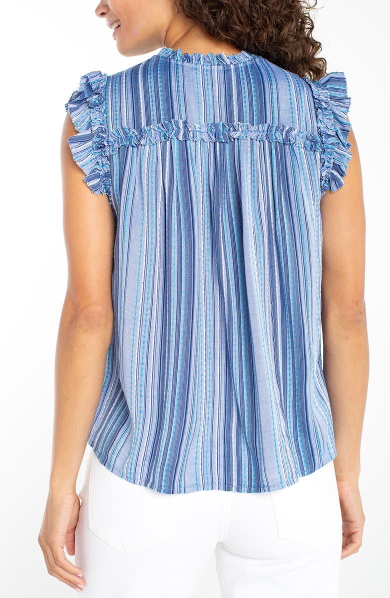Liverpool Ruffle Flutter Sleeve Top, Alternate, color, Chambry/ Teal Mlt