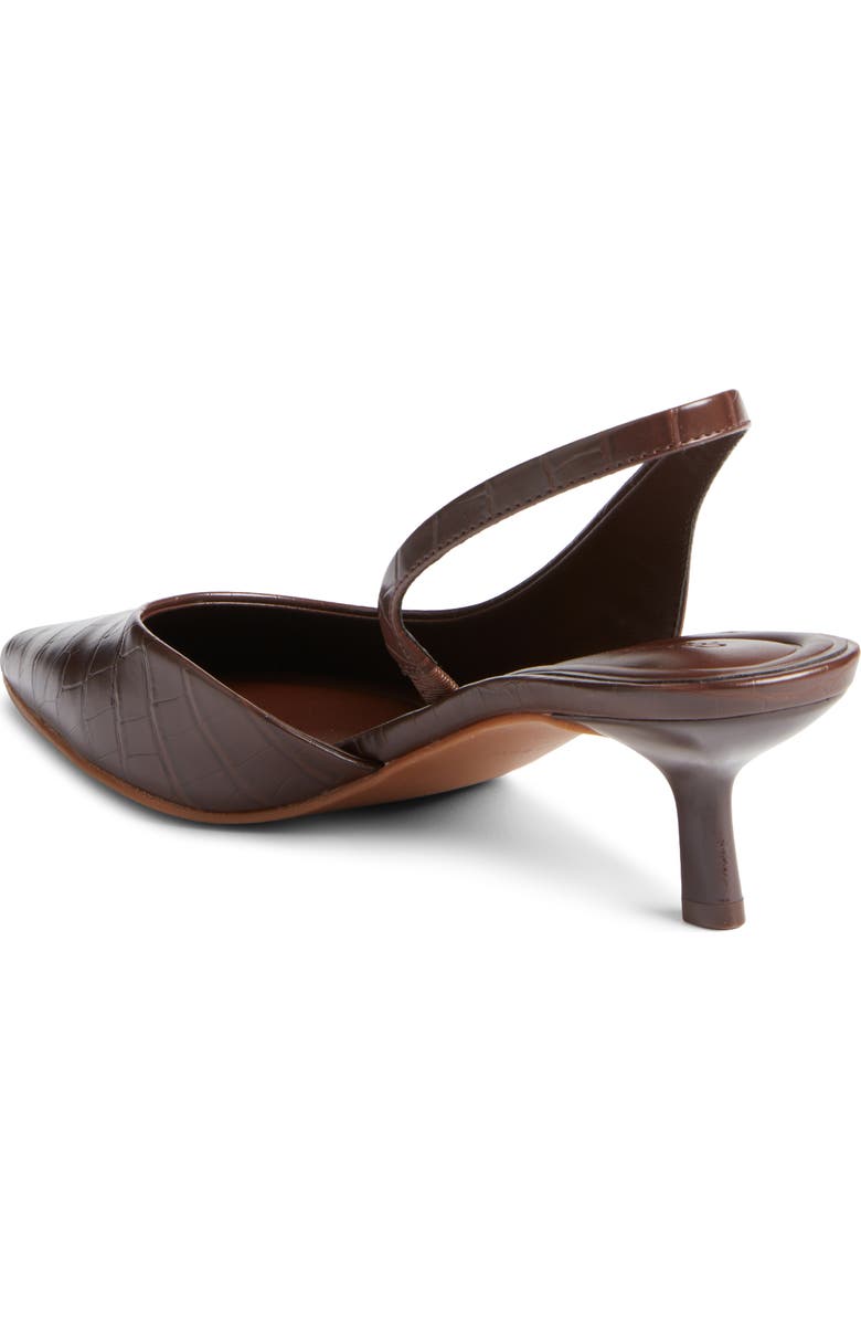 Open Edit Corina Slingback Half d'Orsay Pointed Toe Kitten Heel Pump, Alternate, color, Brown Chocolate Croco