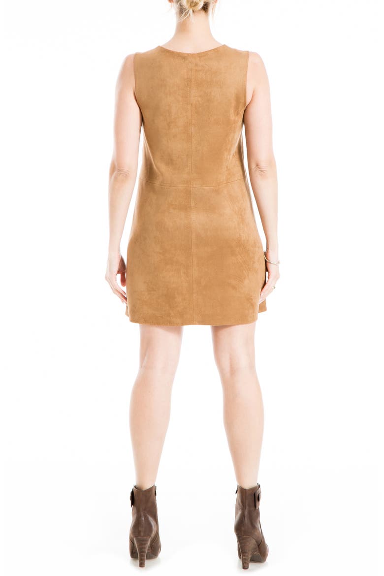 Faux Suede Sleeveless Minidress, Alternate, color, VICUNA