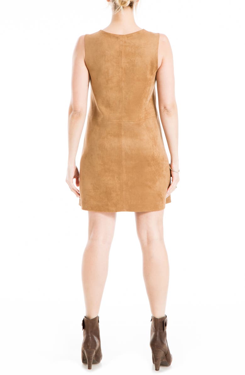 MAX STUDIO Faux Suede Sleeveless Minidress, Alternate, color, Vicuna