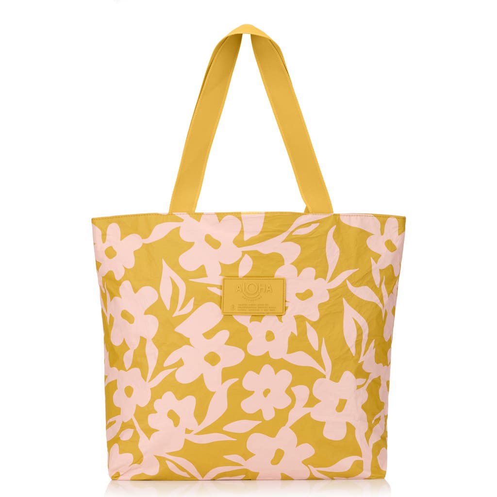 Aloha Collection Day Tripper Fall Flowers Water Resistant Tyvek® Tote In Yellow