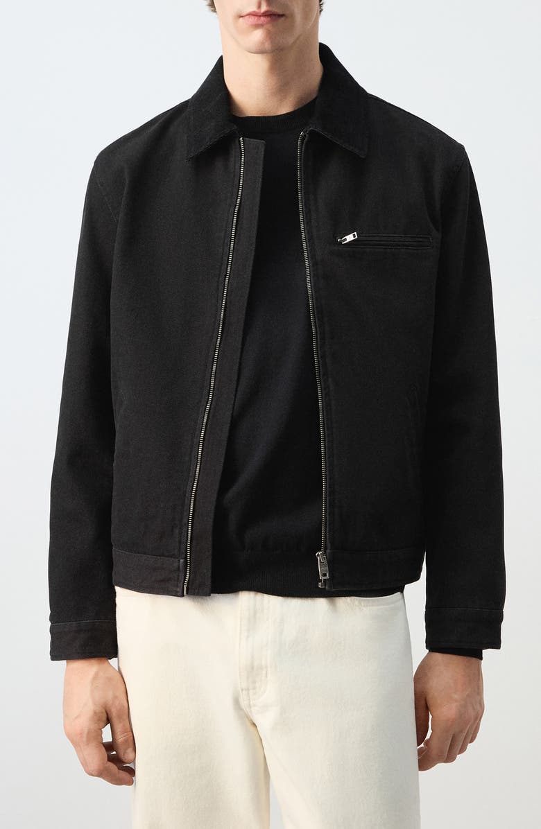 MANGO Cotton Corduroy Jacket, Main, color, Black Denim