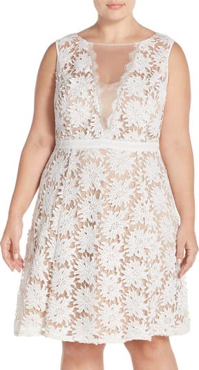 Adrianna Papell Illusion V-Neck Lace Fit & Flare Dress | Nordstrom Adrianna Papell Illusion V-Neck Lace Fit & Flare Dress | Nordstrom