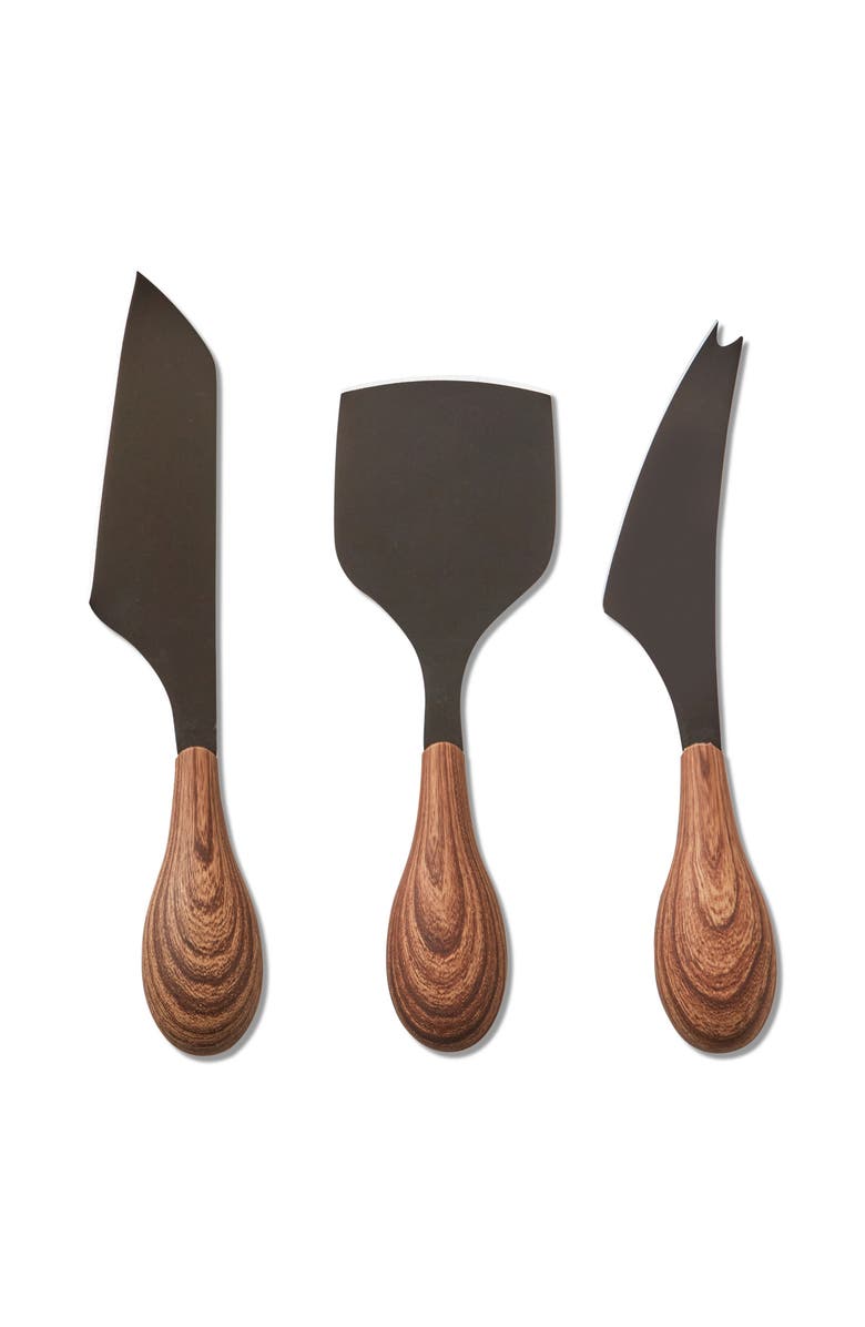tag Mod Cheese Utensil Set of Three Black Stainless Steel, Main, color, Black