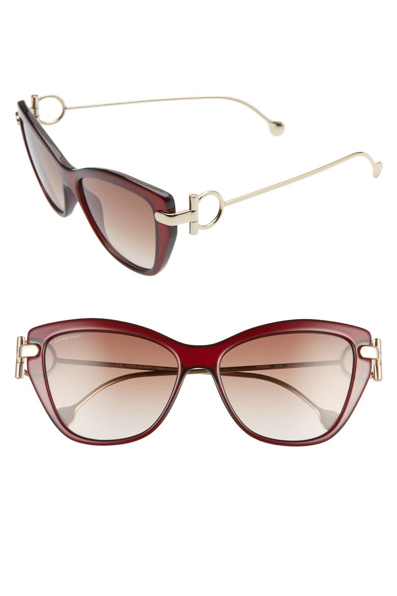 55mm Cat Eye Sunglasses, Main, color, WINE