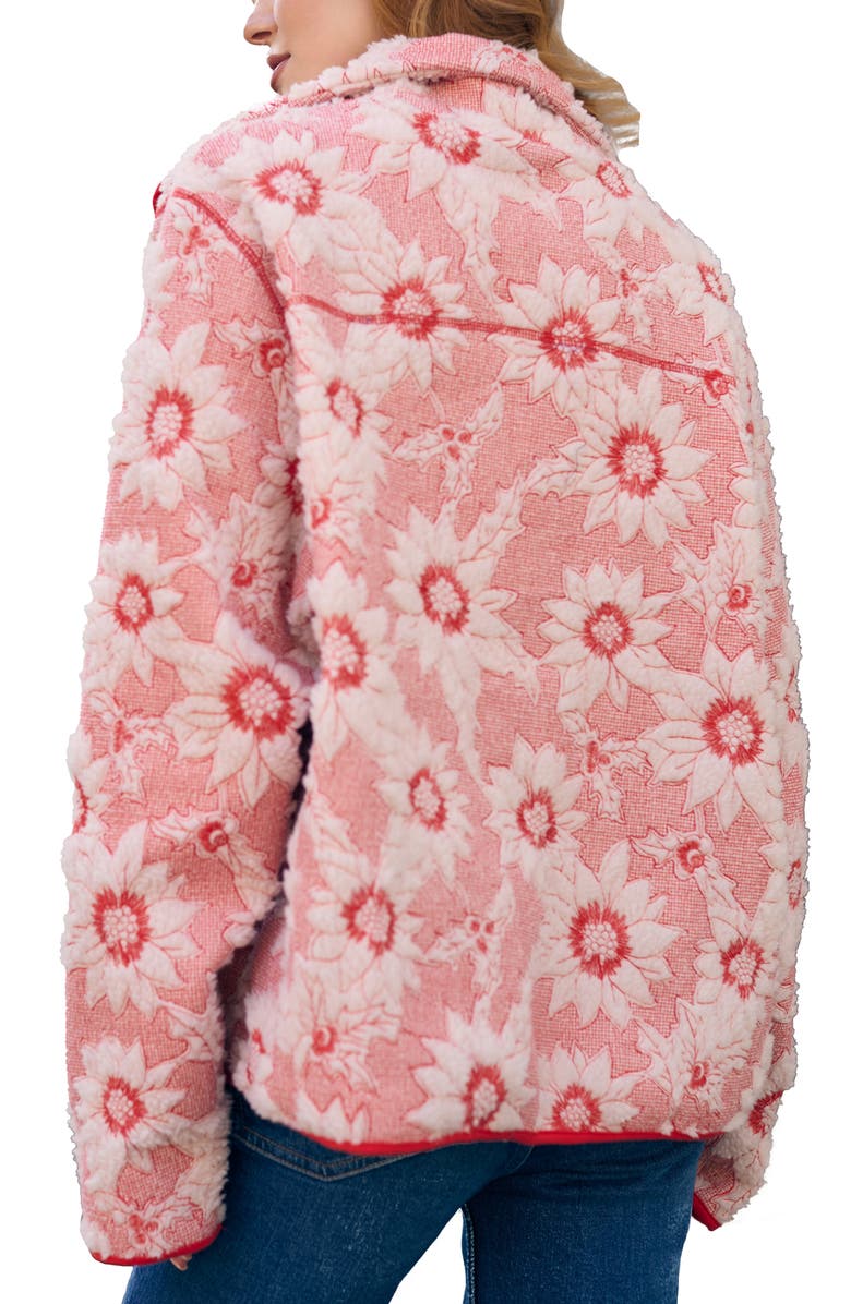 SAACHI Faux Shearling Floral Appliqué Jacket, Alternate, color, Red