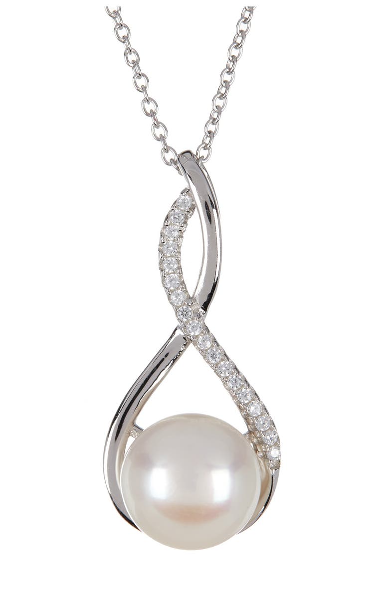 SPLENDID PEARLS Micropave & 8-11mm Pearl Teardrop Necklace & Earrings Set, Alternate, color,