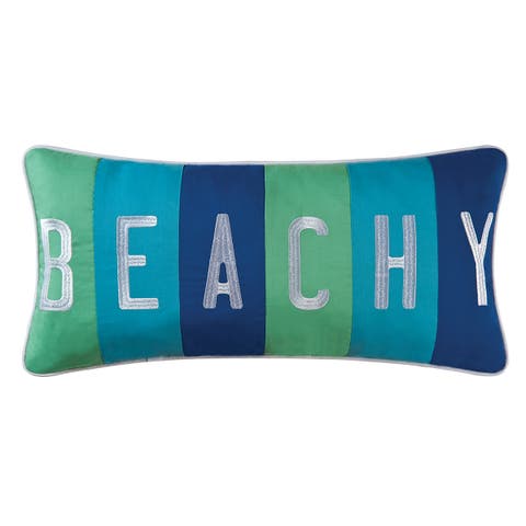 "BEACHY" Cotton Blend Lumbar Accent Pillow 12" x 24"