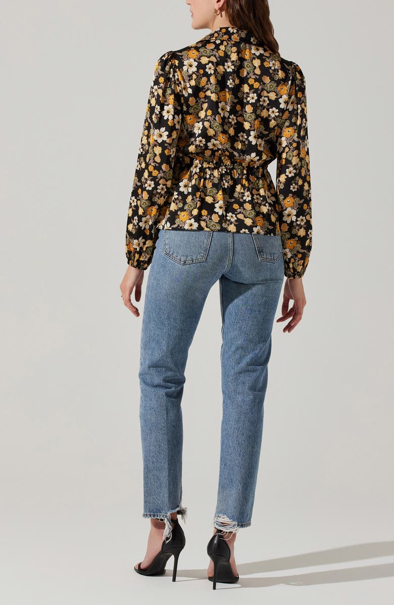 ASTR the Label Side Drape Wrap Top, Alternate, color, Black Yell