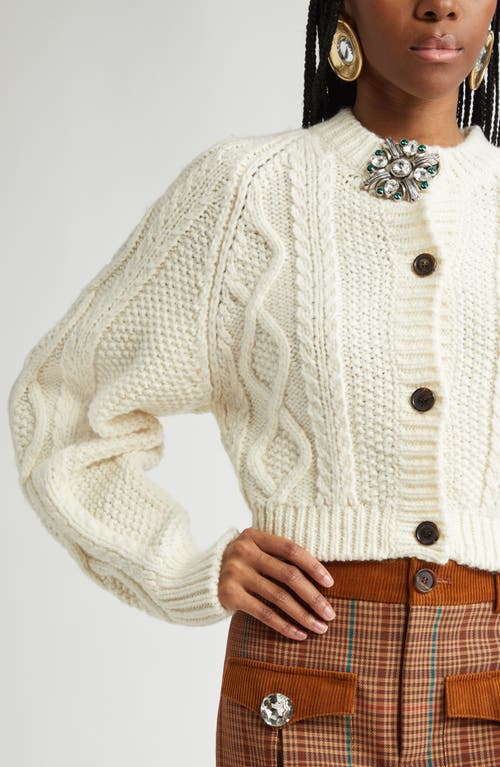 AREA AREA CRYSTAL BROOCH CROP CARDIGAN