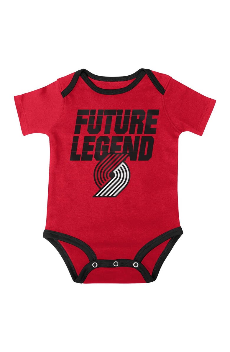 Outerstuff Infant Red/Black/Gray Portland Trail Blazers Bank Shot Bodysuit, Hoodie T-Shirt & Shorts Set, Alternate, color, 