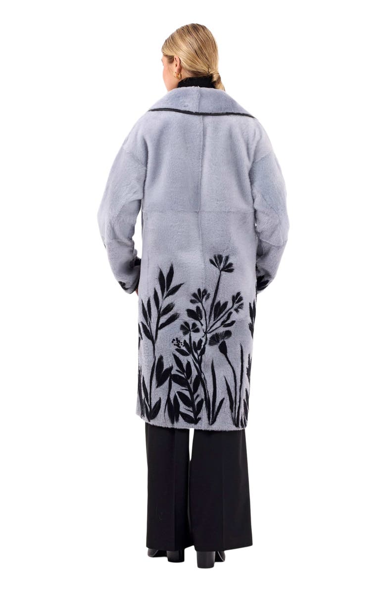 GORSKI Reversible Genuine Shearling Short Coat, Alternate, color, Periwinkle/Black Floral