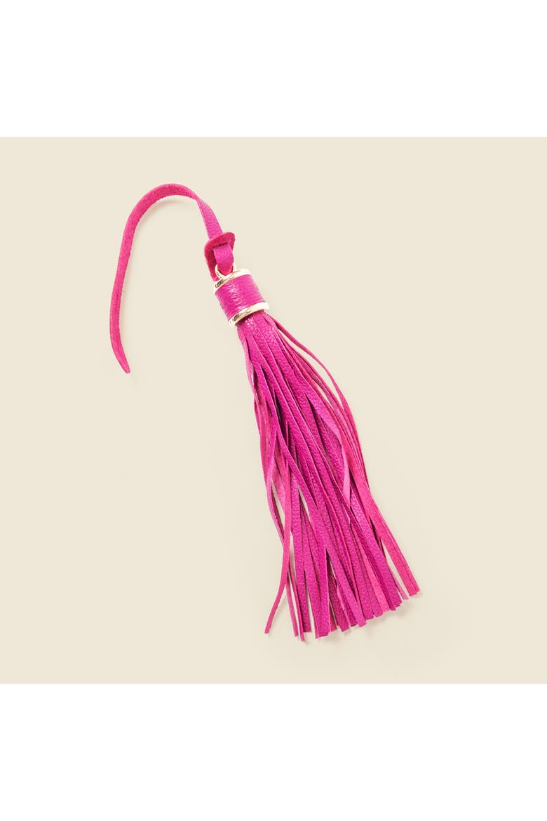Leather Tassel Charm, Main, color, Pink