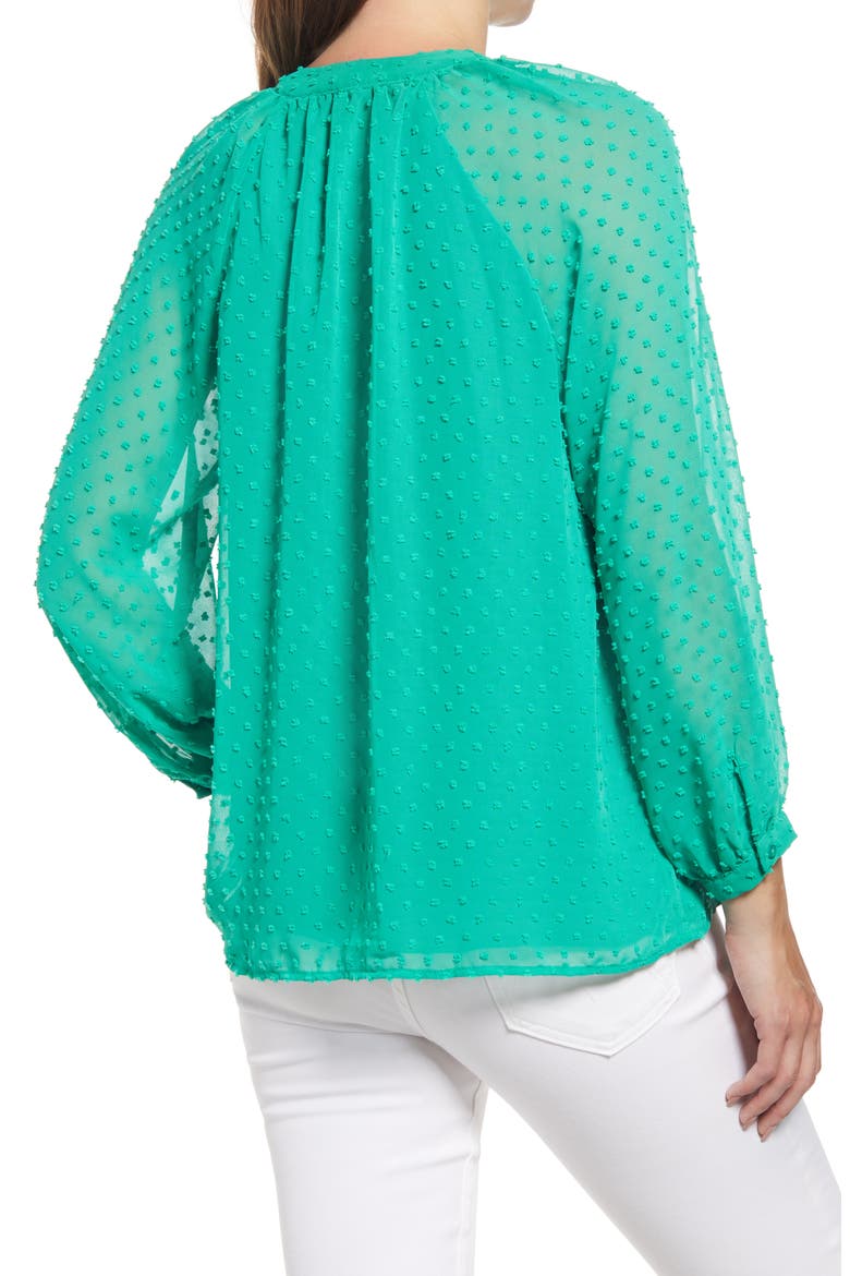 Gibson Swiss Dot Blouse, Alternate, color, GREEN