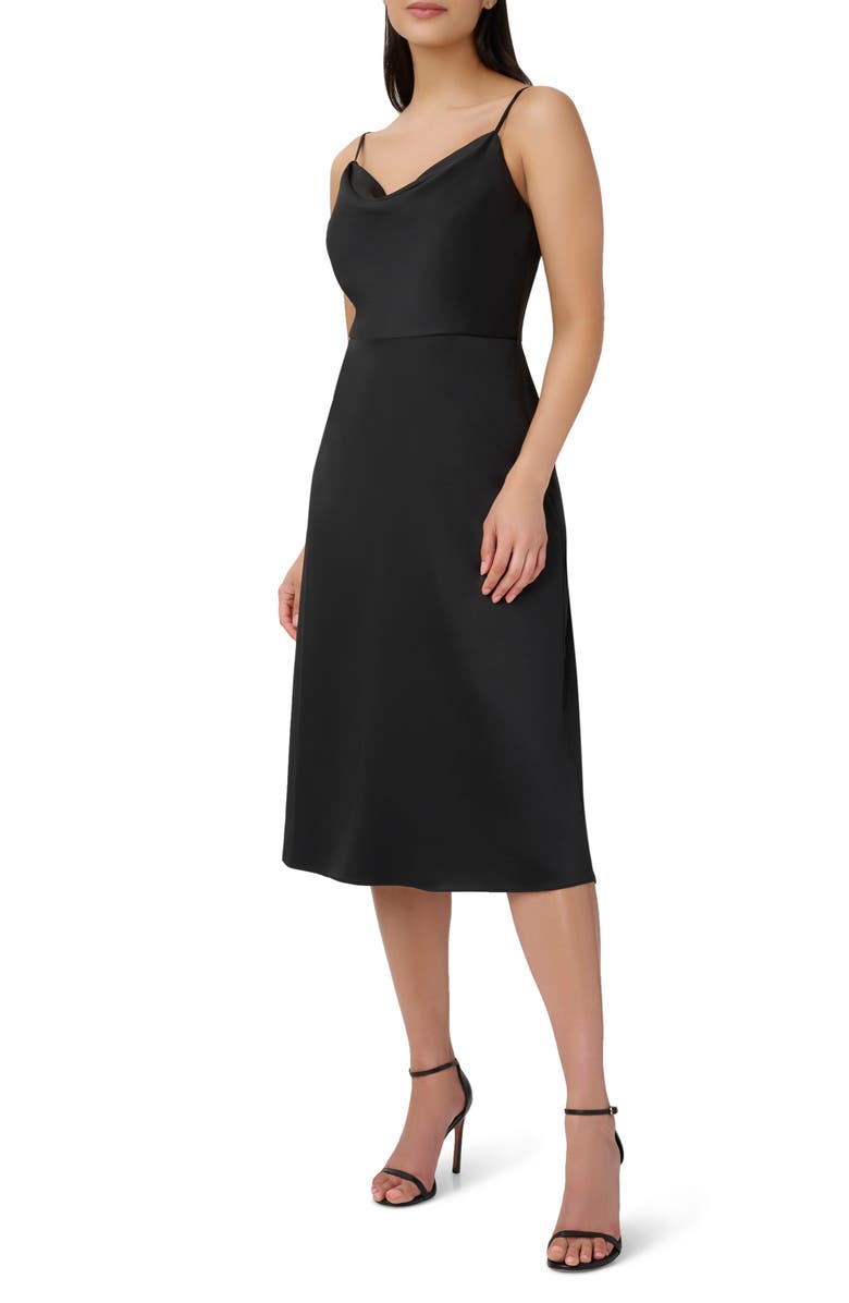 Adrianna Papell Cowl Neck Satin Midi Dress, Main, color,