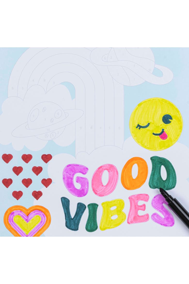 Marker Color By Number Kit, Good Vibes, 5 Markers, Alternate, color, Multicolored
