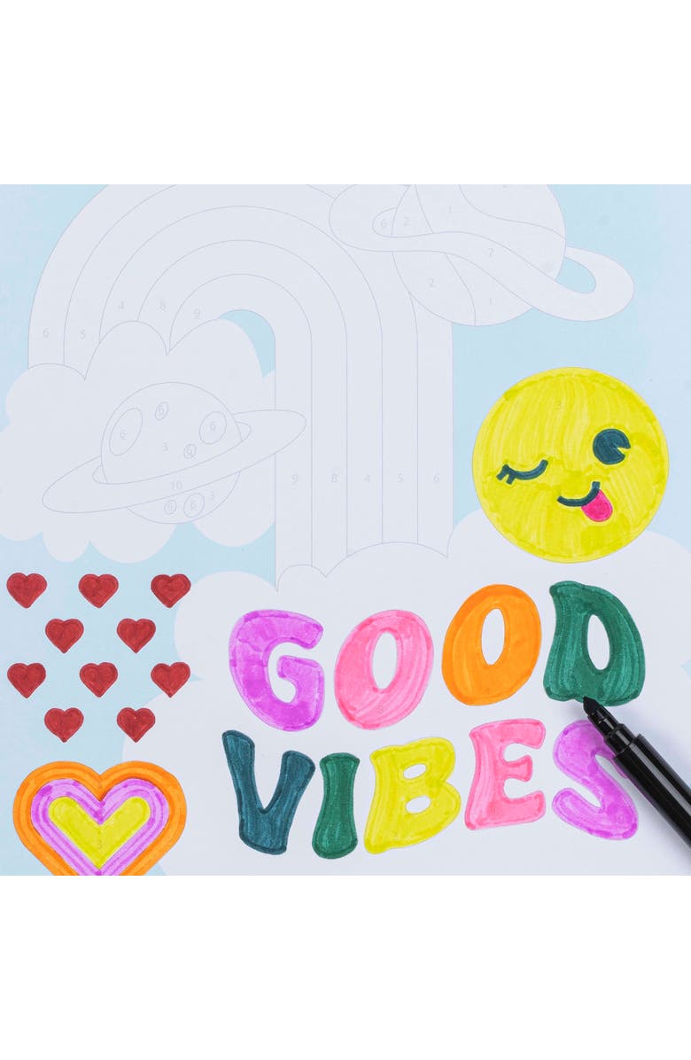 Brea Reese Vivid Marker Color By Number Kit, Good Vibes, 5 Markers, Alternate, color,
