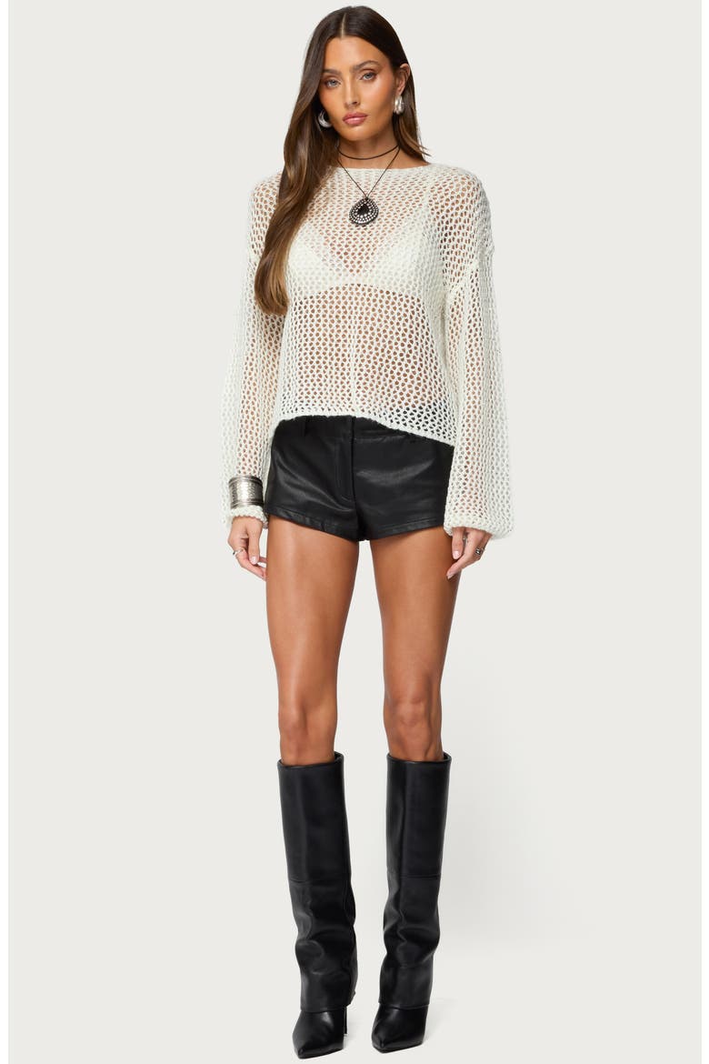 Charlise Sequin Open Knit Top, Alternate, color, WHITE