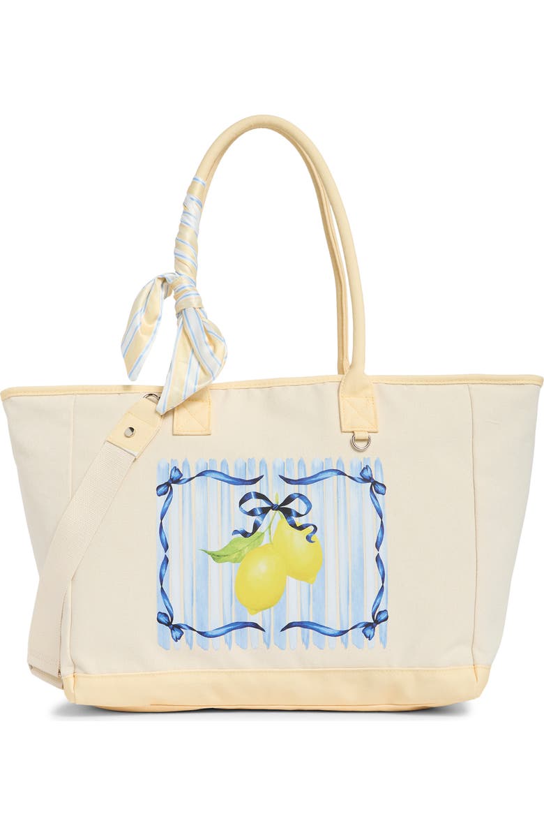 Madden Girl Lemon Graphic Canvas Tote, Main, color, Natural/ Banana
