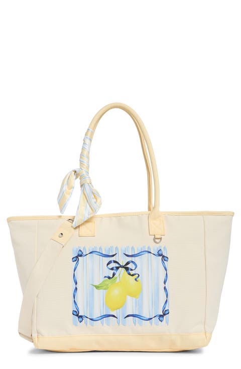 Lemon Graphic Canvas Tote