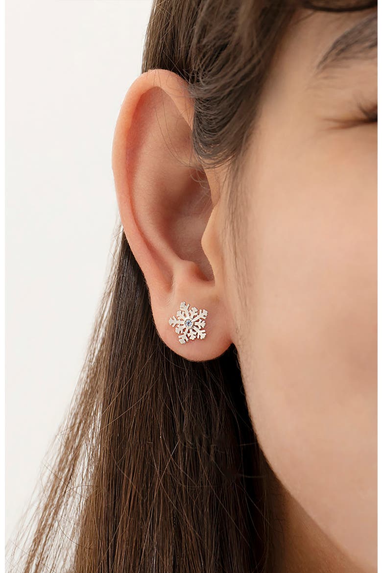 Winter Snowflake Earrings, Alternate, color, Blue