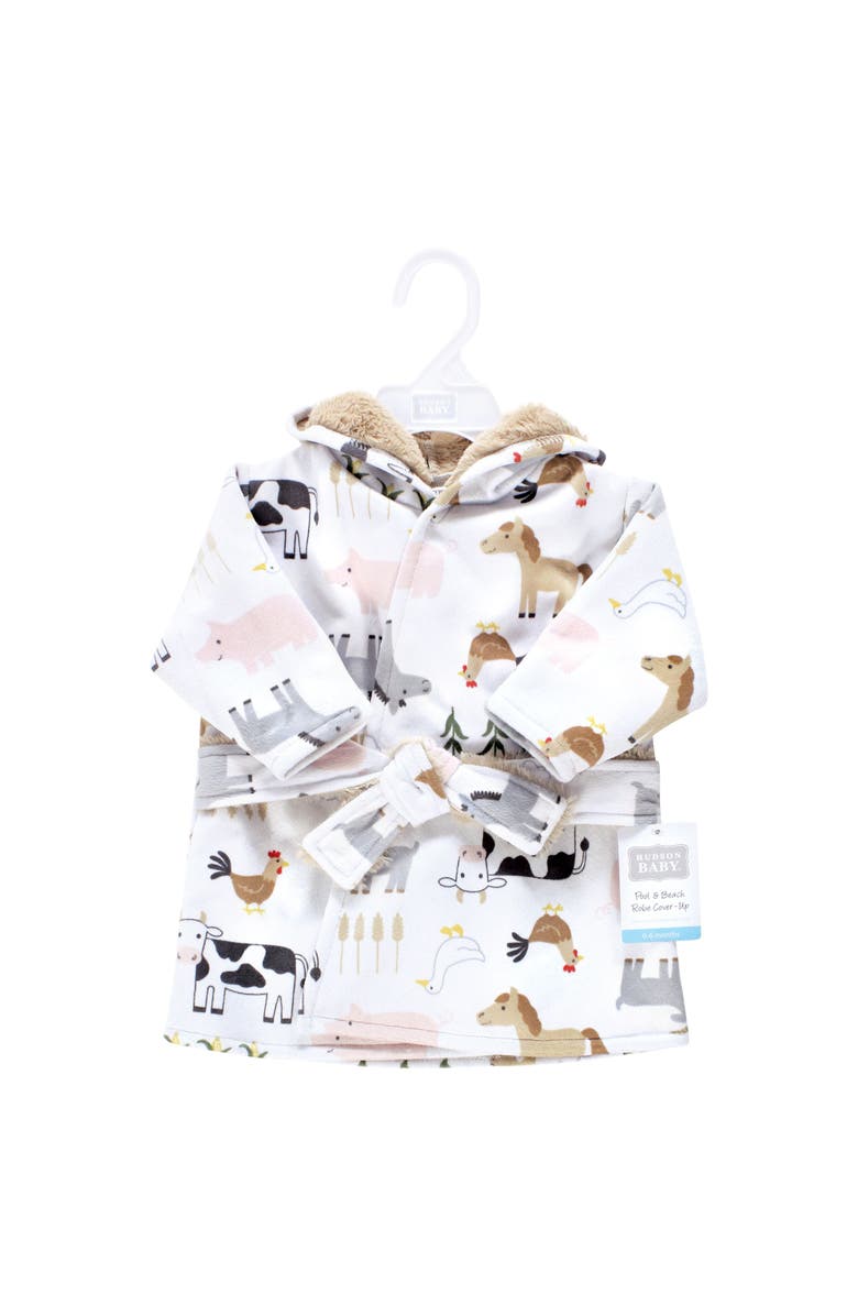 Hudson Baby Mink with Faux Fur Lining Pool and Beach Robe Cover-ups, Alternate, color, Cute Farm