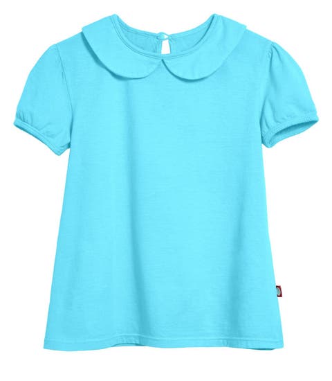 Soft Cotton Jersey Peter Pan Collar Short Sleeve Puff Tee