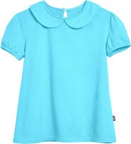 CITY THREADS Girls Soft 100% Cotton Jersey Peter Pan Collar Short Sleeve Puff Tee