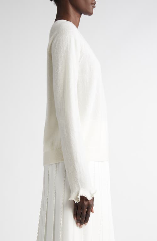 Lafayette 148 New York Hand Beaded Faux Pearl Cashmere Sweater In Cloud