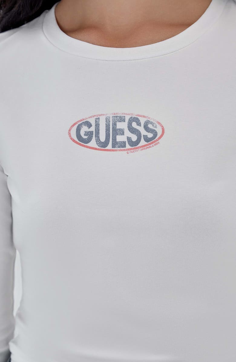 GUESS ORIGINALS Go Logo Long Sleeve Cotton Graphic T-Shirt, Alternate, color, White