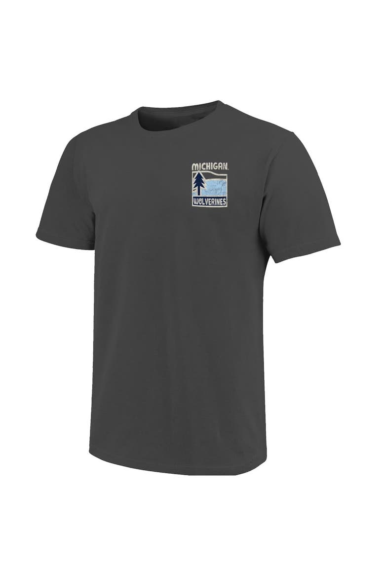 Men's  Graphite Michigan Wolverines Comfort Colors Minimal Vista Distressed Graphics T-Shirt, Alternate, color, Graphite