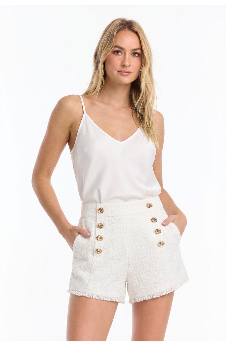 The Noli Shop Tamara Tweed Button Short, Main, color, White