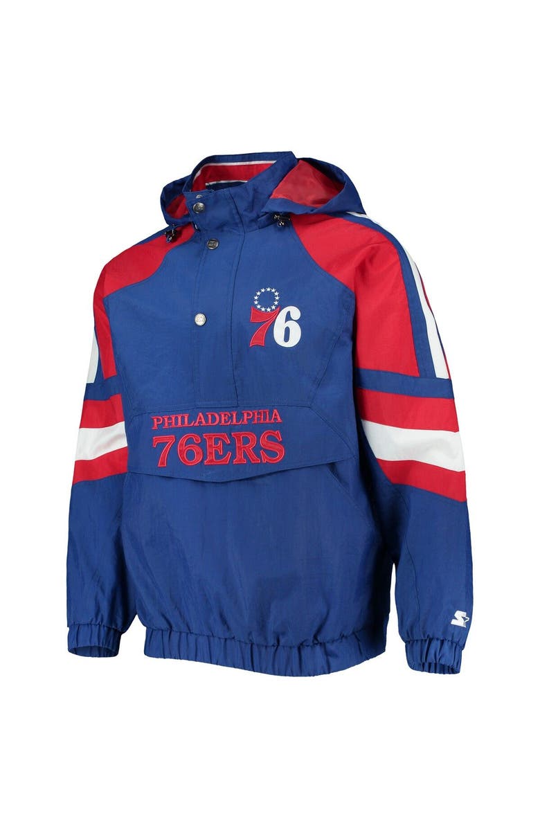 STARTER Men's Starter Royal/Red Philadelphia 76ers The Pro II Half-Zip Jacket, Alternate, color, 