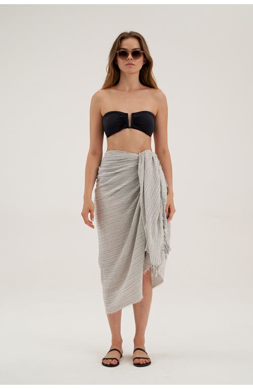 Gottex Beach Life Smile Swim Cover Up Sarong Wrap Skirt In Black/ivory