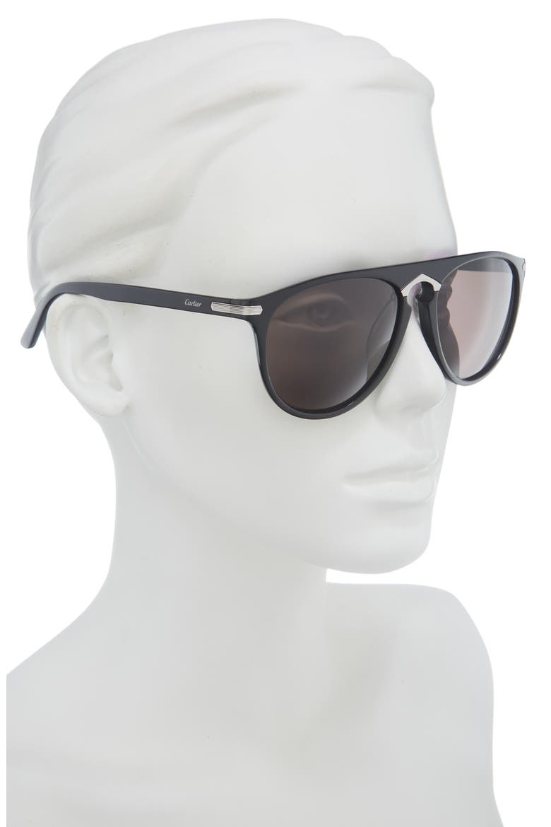 57mm Aviator Sunglasses, Alternate, color, BLACK BLACK GREY